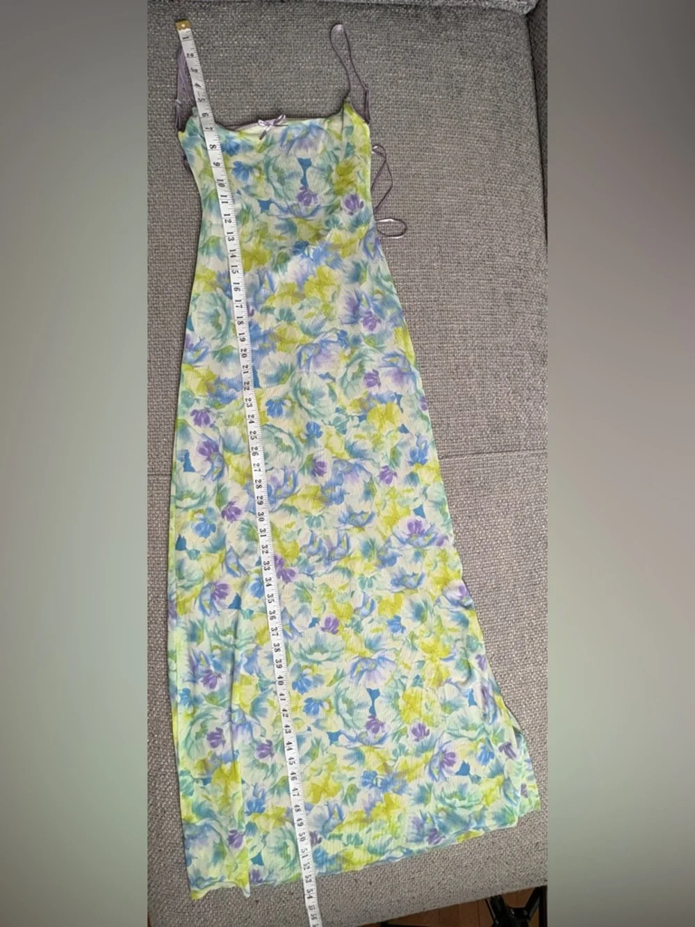 ZARA Floral Mesh Maxi Dress Size S Bodycon Stretch Slip Dress - Picture 14 of 16
